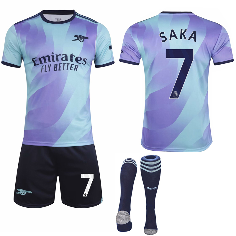 2024-2025 Arsenal Away Kit Kids Adult Football Shirt With Socks No.7 SAKA No.7 SAKA S