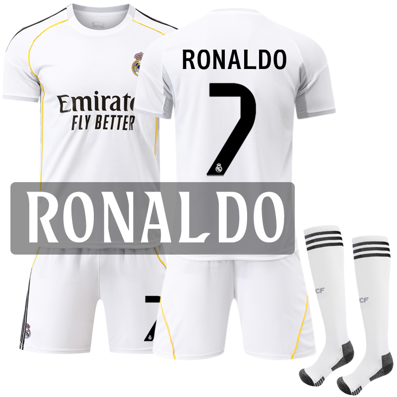 25-26 Real Madrid Home Kids Football Shirt Kit No. 7 Cristiano Ronaldo No. 7 Ronaldo 22