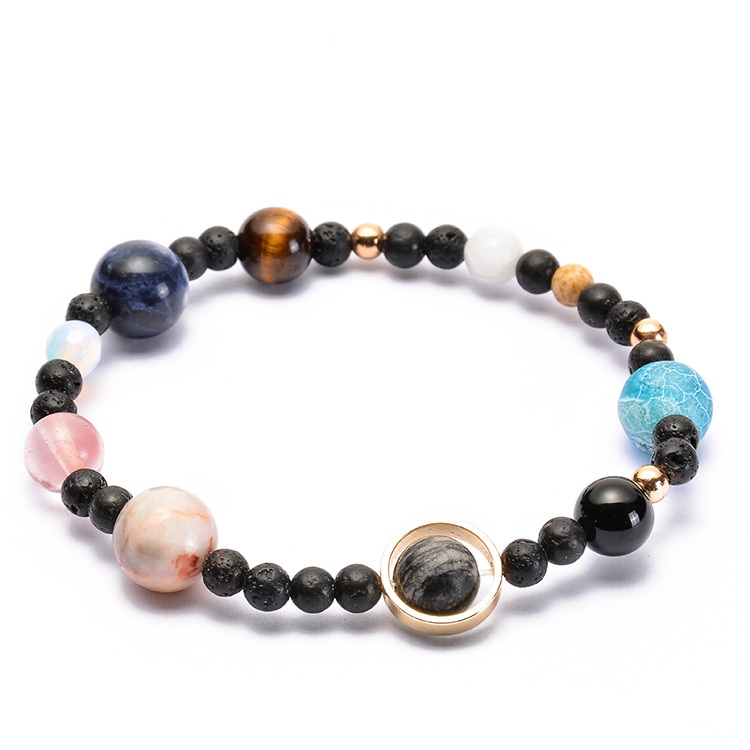 Solar System Bracelet for Men and Women, Universe Galaxy Eight Planets Guardian Star Natural Stone Beads Bracelet Gift Nine Planets—yux Nine planets