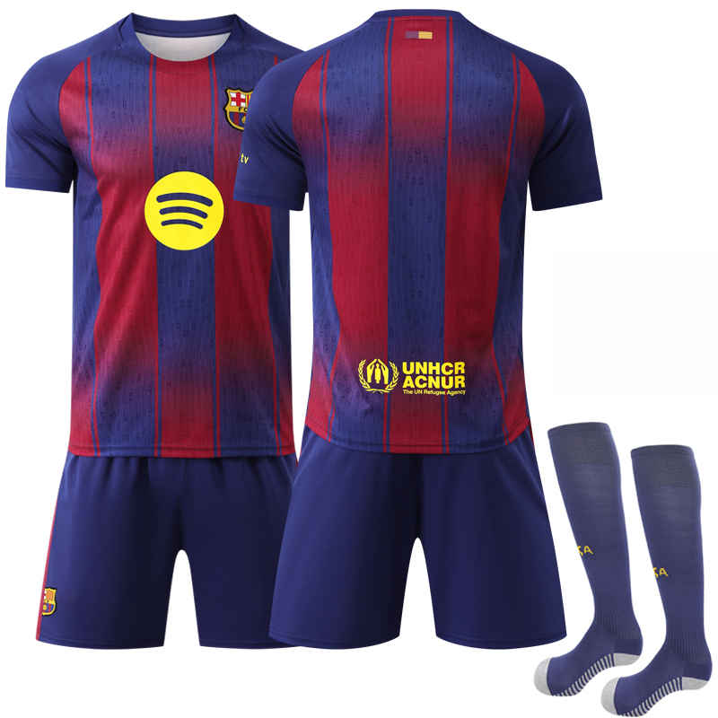 25-26 Barcelona Home Shirt Kids Adult Football Shirt Without Number No Number Adult XS