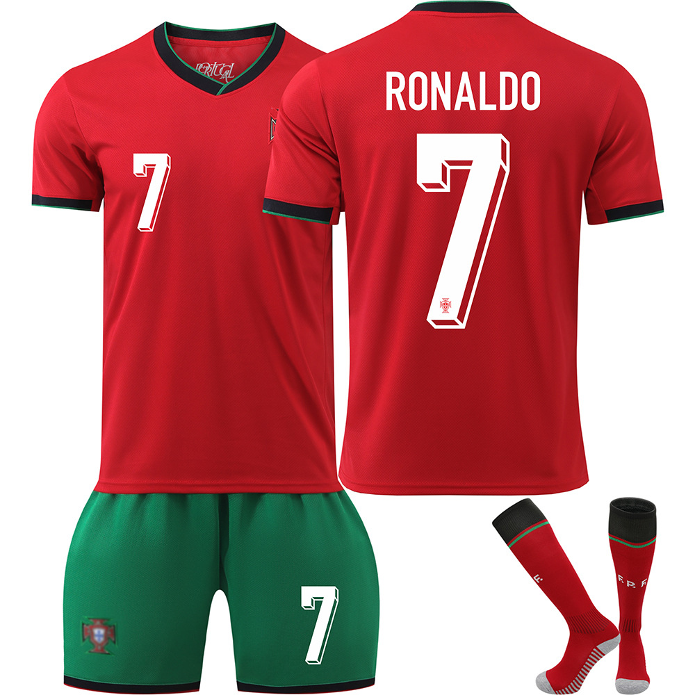 2425 Portugal Shirt UEFA Euro Kids Shirt Set No.7 RONALDO With socks 24