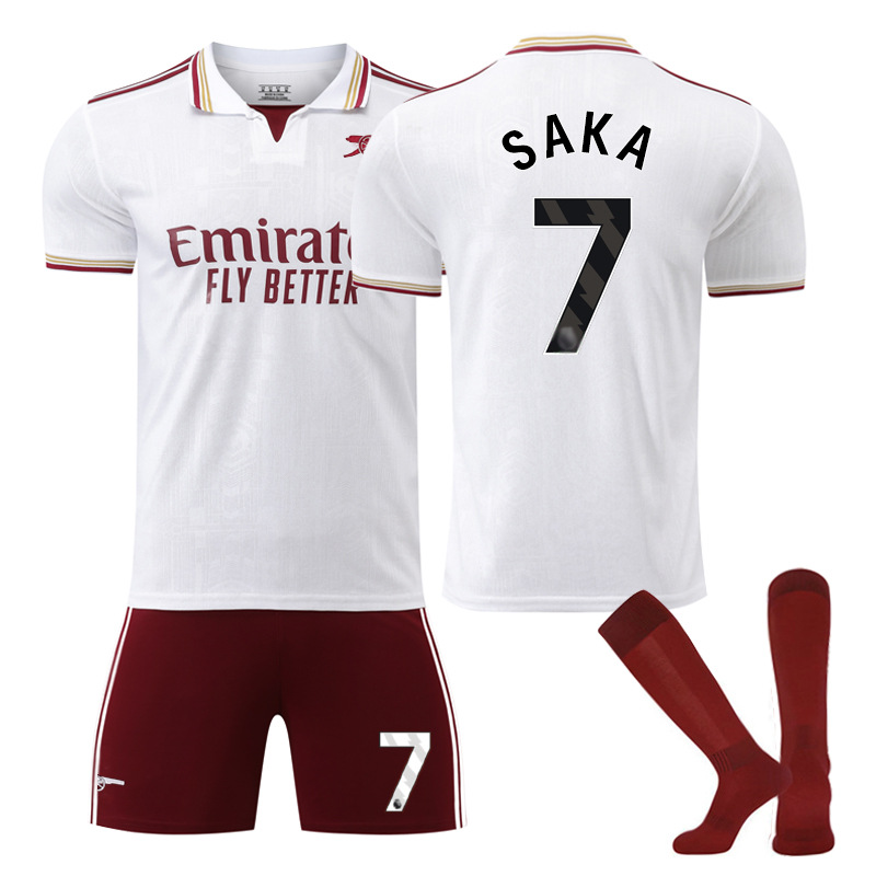 Arsenal second away jersey football set No. 7 Saka 8 Odegaard 14 Yorke football shirt set for kids NO.7 socks 24#