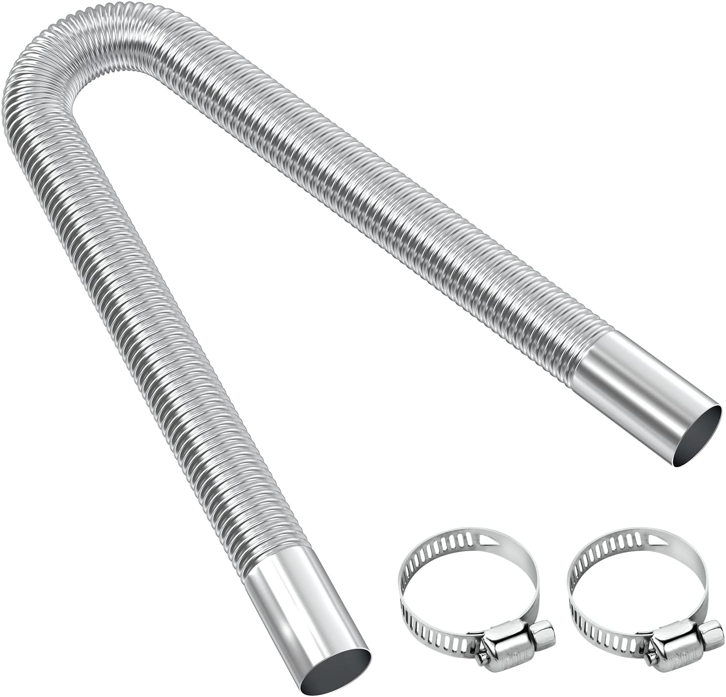 Exhaust pipe for parking heater, 60 cm stainless steel exhaust pipe car exhaust pipe with 2 stainless steel clamps for diesel heater_sai 60cm