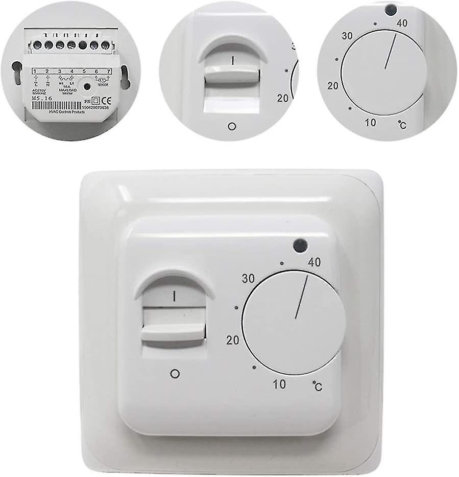 Manual Electric Underfloor Heating Thermostat with AC 220v 16a Probe, Mechanical Underfloor Heating Thermostat Control [Energy Class A+++] (x)