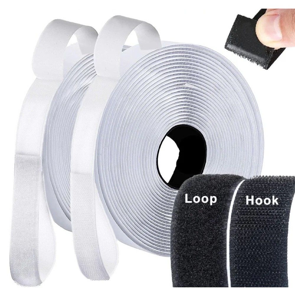 Self-Adhesive Velcro Tape 50m x 3cm, Black