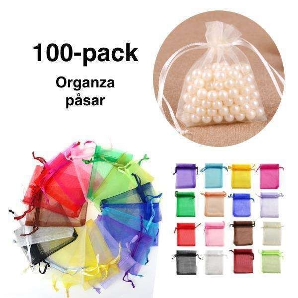 100pcs Blue Organza Bags, 9x7cm - Hand-sewn