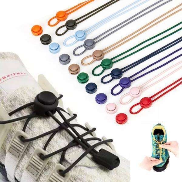 2 pairs Elastic Shoelaces with Drawstring No Need to Tie Your Shoes Solid Color Neon Yellow
