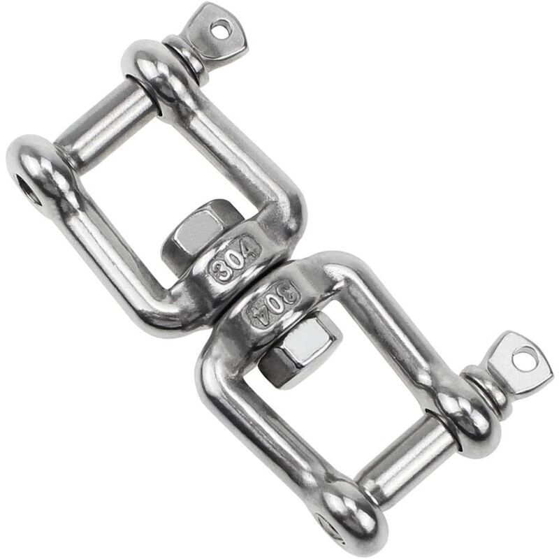 Double Ended Swivel Hook M8 Heavy Duty 360 Rotating Hook Stainless Steel Hanging with Removable Loops for Gym Sandbag Rope Chair Hammock Trapeze Yoga