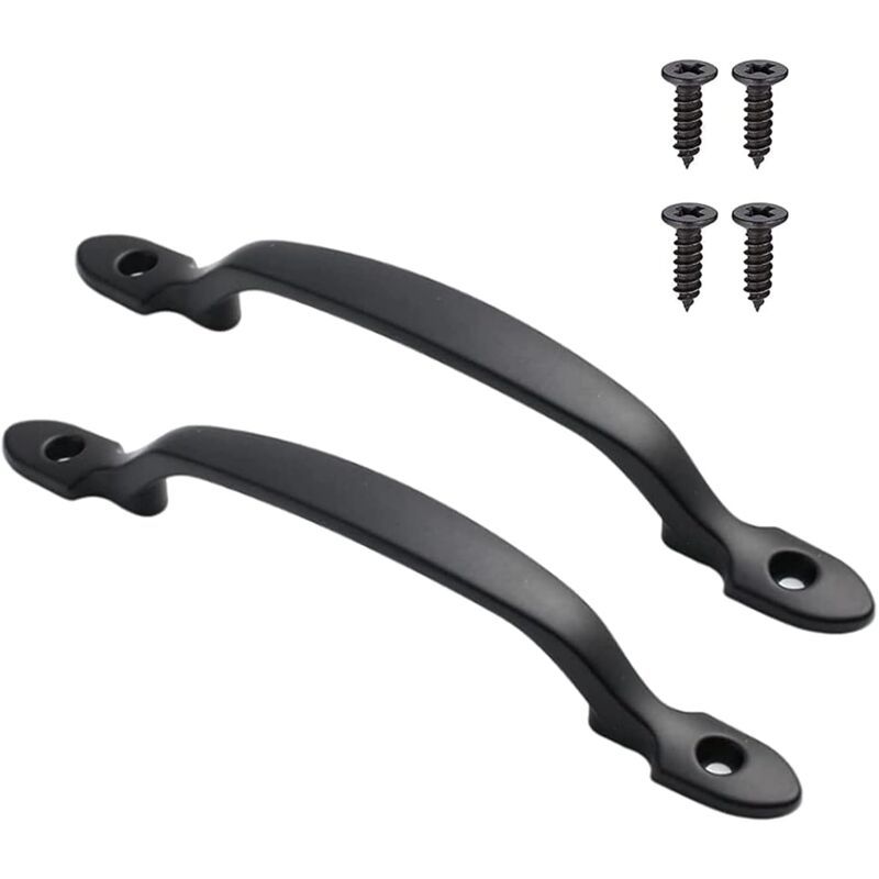 2 Pack 6.25 Cast Iron Barn Door Handle, Rustic Style, for Doors, Gates, Fences, Garage, Closet, Outdoor and Indoor Black