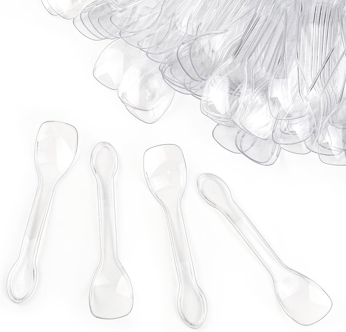 100PCS Tasting Spoons Ice Cream Dessert Taster Spoons Plastic Mini Spoons Disposable Dessert Spoons for Miniature Dessert Cups, Sampling, Small Catering Supplies, Tasting Party (Clear)