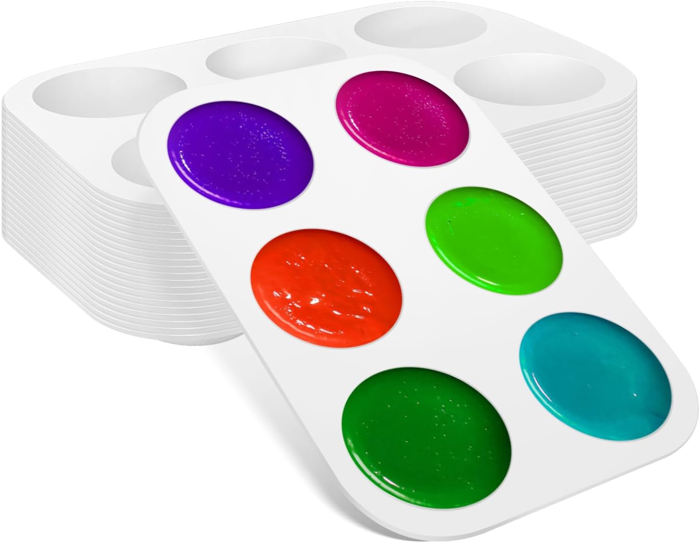 20pcs White Plastic Paint Tray Palettes for Kids, Small Paint Palette, Paint Holder Tray for Painting Party, DIY Craft and Art Painting