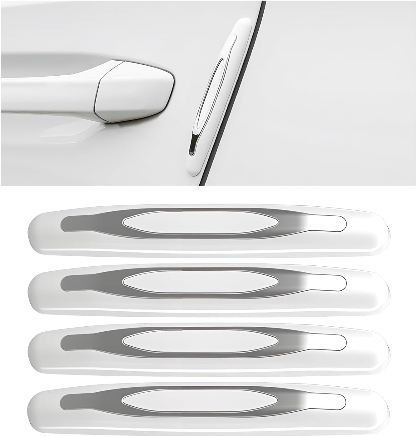 4 PCS Car Door Edge Guards, Anti-Scratch Self Adhesive Strip Trim Auto Body Protector, Anti-Collision Strip Vehicle Door Exterior Protective Cover, Car Accessories (White)