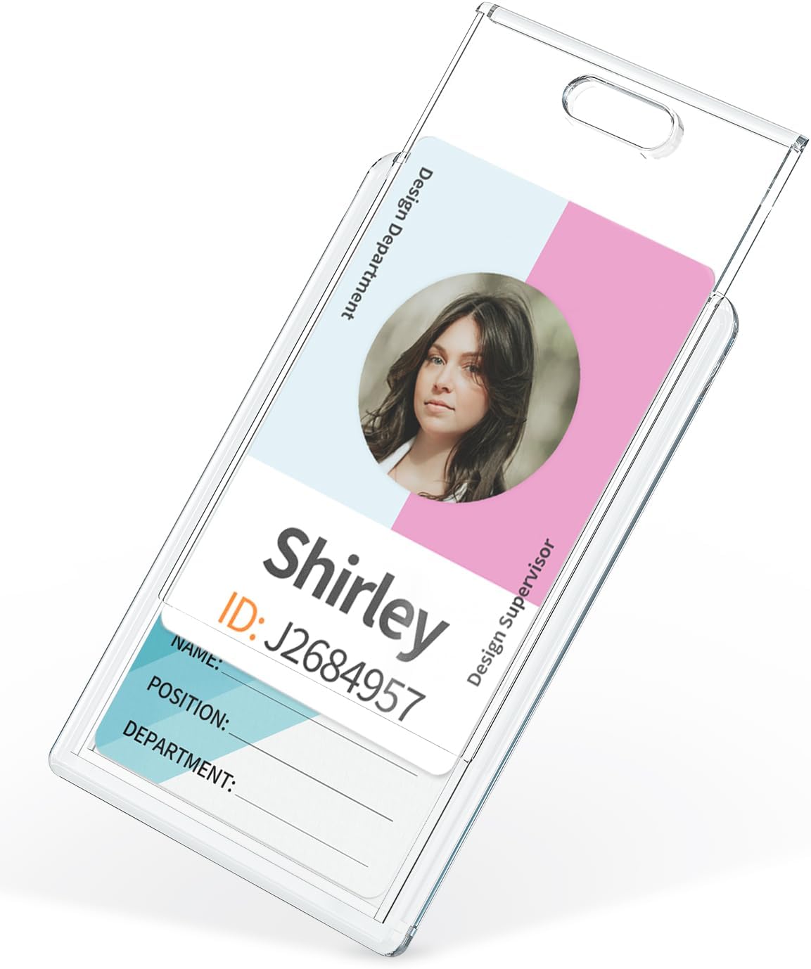 2 Pack Sliding Badge Holder Vertical Clear Card Case Hard Plastic Card Protector Pouch for Office School ID Card Credit Card Proximity Card Driver’s License Pass