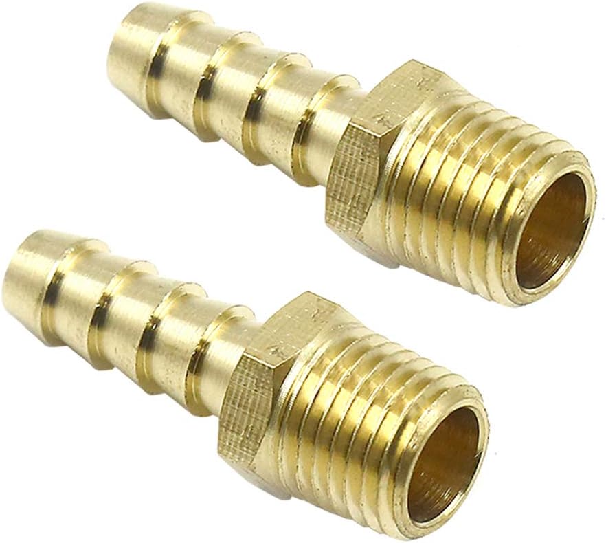 2pcs Brass 5/16" Hose Barb to 1/4" NPT Male Quick Couplers