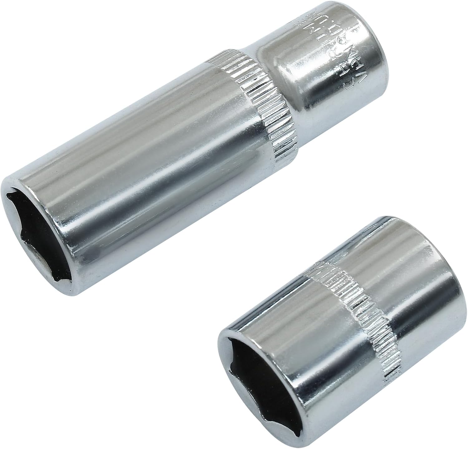 1/4-Inch Drive × 12mm Deep Shallow Socket, 6 Point Shallow Socket, Cr-V, Standard, Metric, 2Pcs
