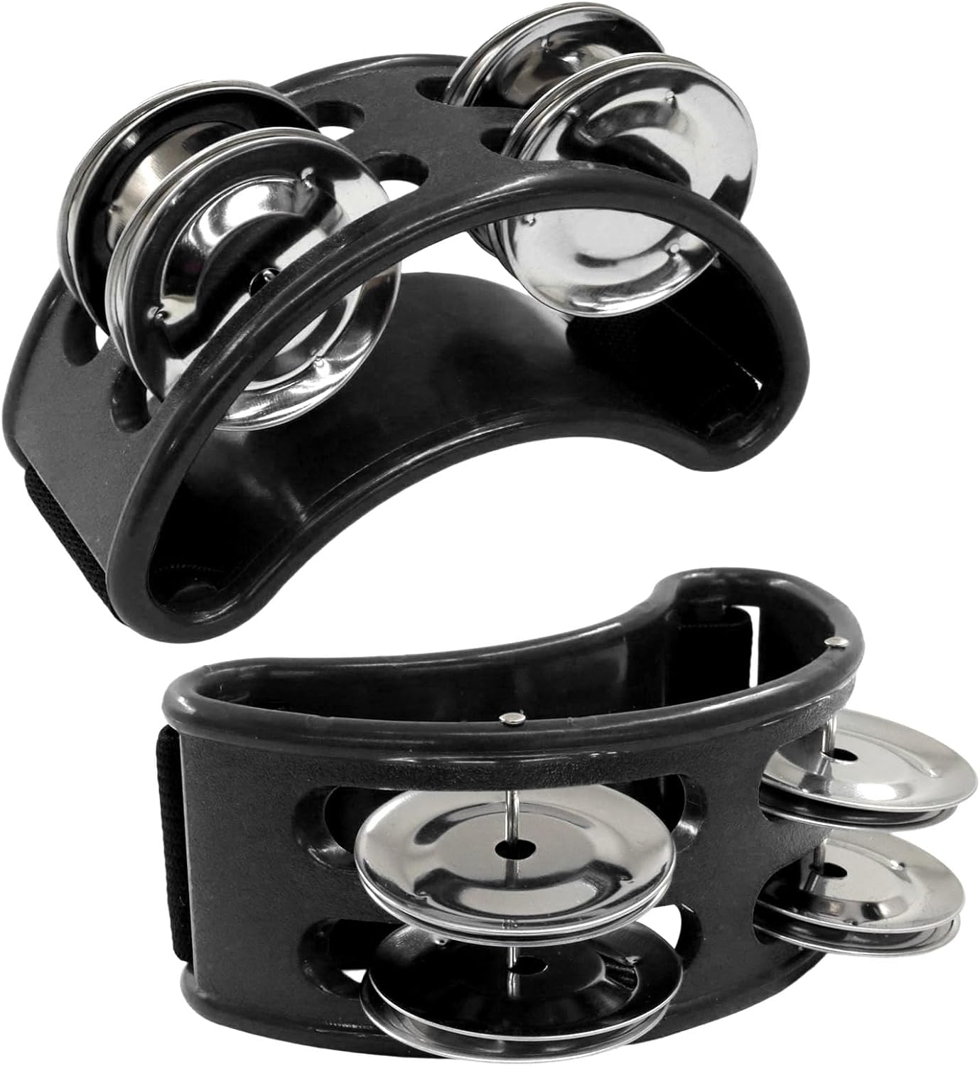 2 PCS Foot Tambourine Percussion Musical Foot Tambourine Pedal Steel Jingle Bells, Percussion Instrument Foot Shaker Adjustable, Steel Jingle Bells for Drum & Guitar Playing/Adults, Black