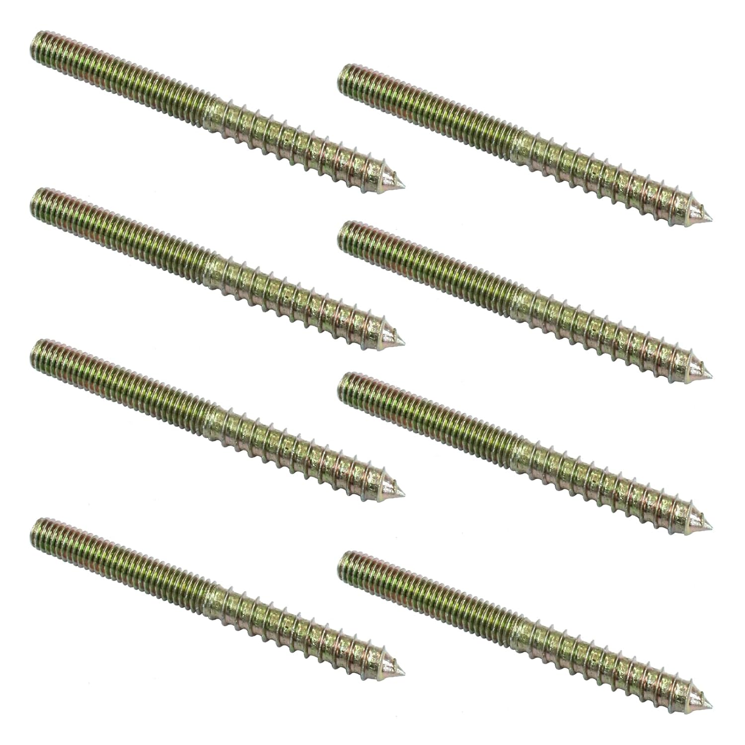 8 Pack 3/8-16 x 4 Inch Hanger Bolts Double Headed Self-Tapping Screw Threaded Rods Bolt for Furniture Wood Joint