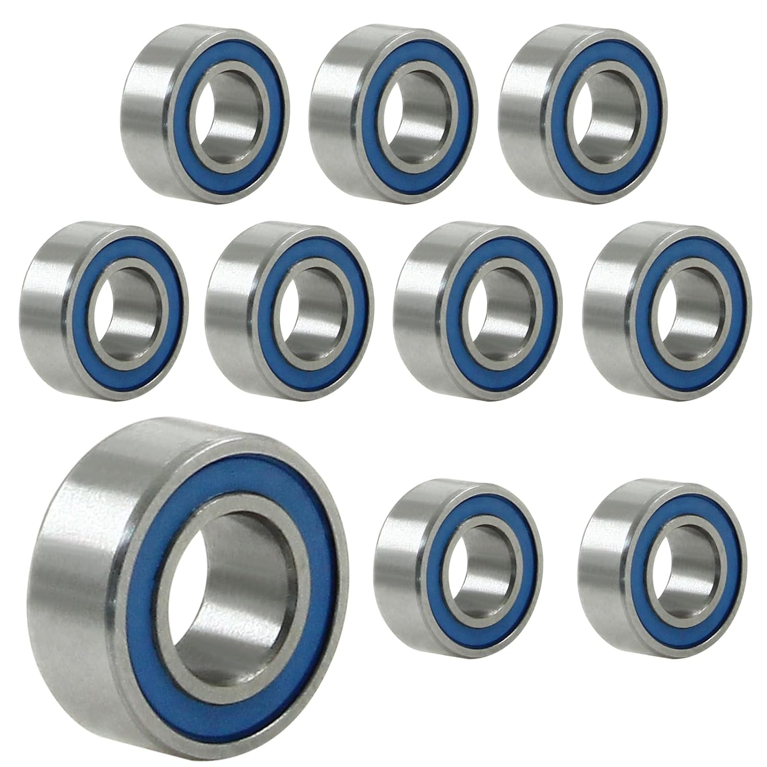 10 Pack MR105-2RS Ball Bearings, Bearing Steel and Double Rubber Sealed Miniature Deep Groove Ball Bearings, ID 4mm OD 9mm