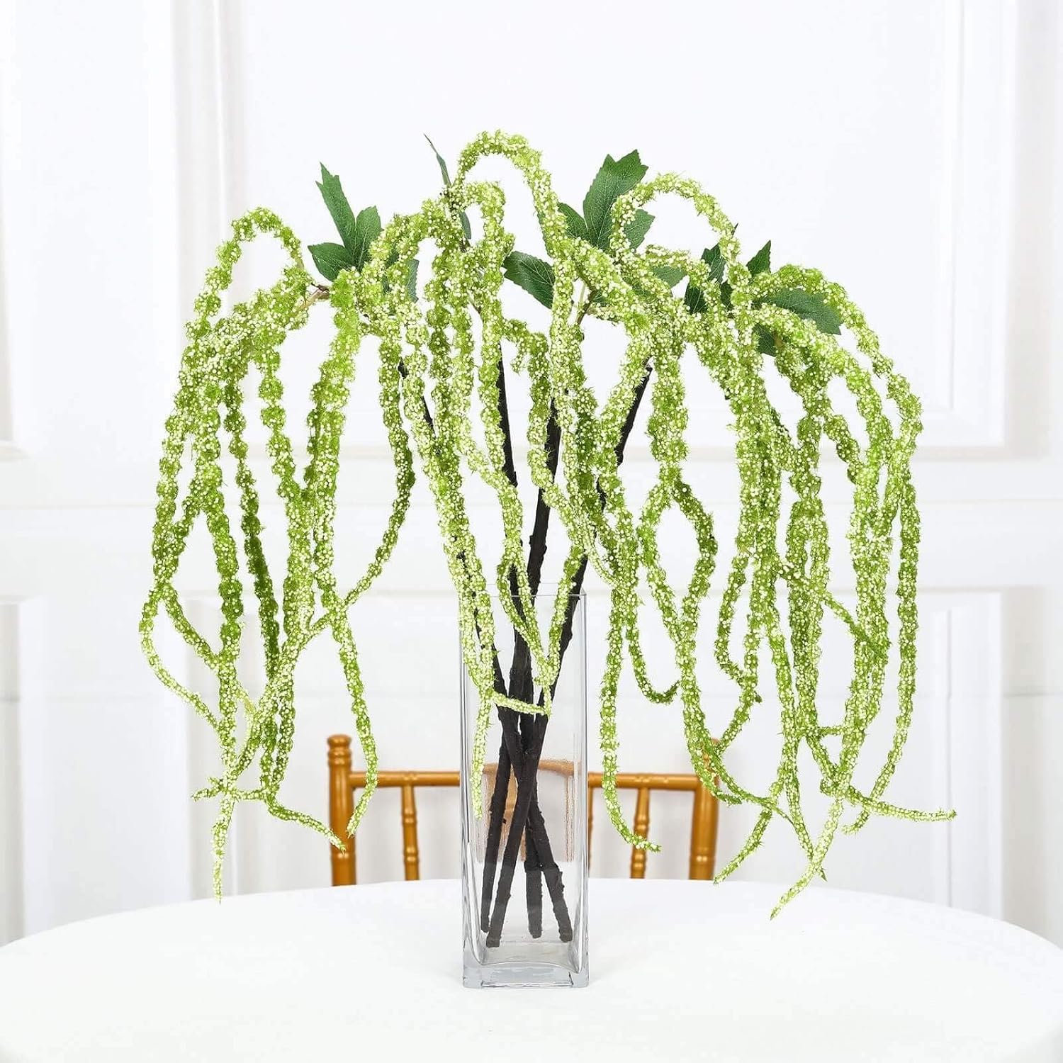 Efavormart Pack of 2 | 36-Inch Green Amaranthus Artificial Flower Stems with Ivy Leaves, Vibrant Hanging Faux Greenery for Garden Weddings and Botanical Decor