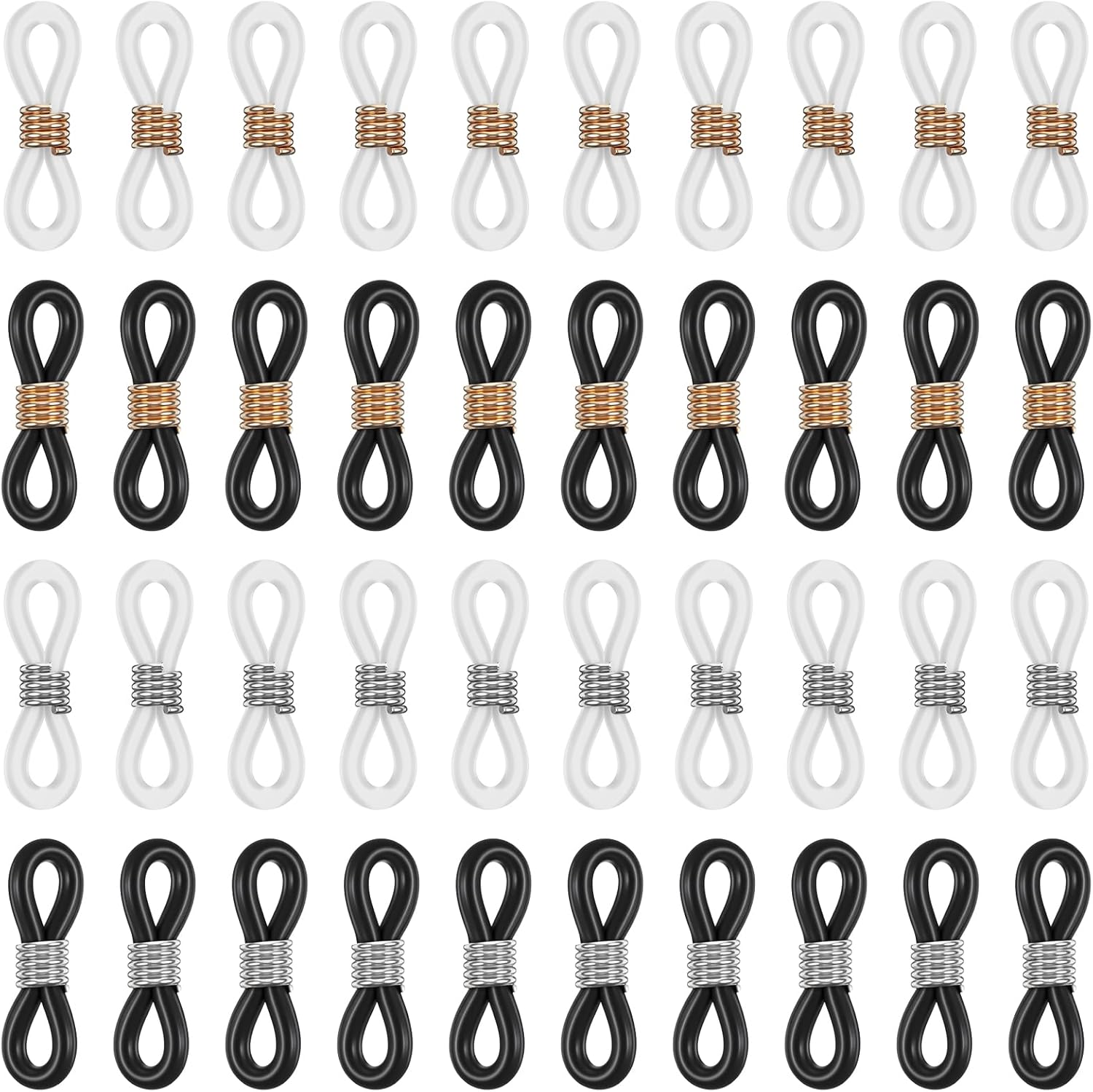 Eyeglass Chain Ends, 40 Pcs Adjustable Silicone Eyeglasses Chain Connector Anti Slip Glasses Chains Rubber Loops Eyeglass Strap Retainer for Eye Glasses Sunglasses Holder Necklace Chains