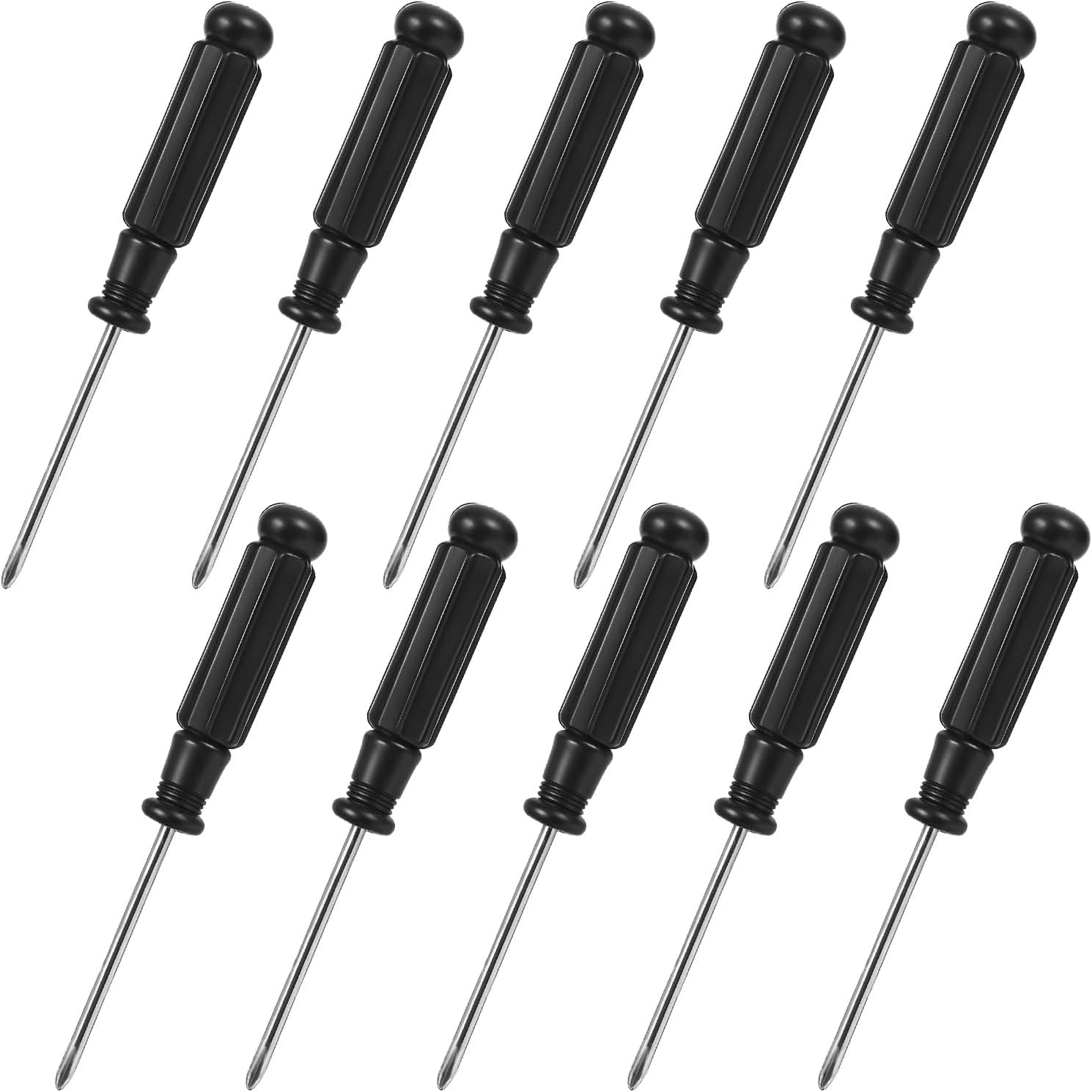 10 Pcs Mini Phillips Screwdriver, 2.5 mm Small Screwdriver Cross Head Tiny Screwdrivers with Black Non-Slip Handles 3.7" Total Length Pocket Tool Kit for Small Appliances, Watches, Laptop Repair