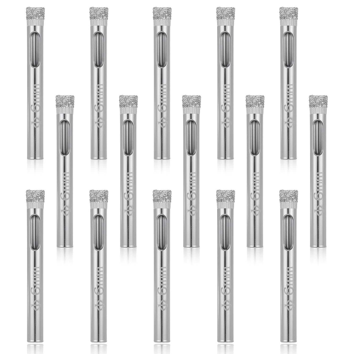 1/4" Diamond Hole Saw Drill Bits, 15PCS Glass Tile Holes Saw 1.1 inch Cutting Depth Glass Hole Saws Tile Holes Saws for Ceramic Marble Porcelain Tiles Granite Quartz