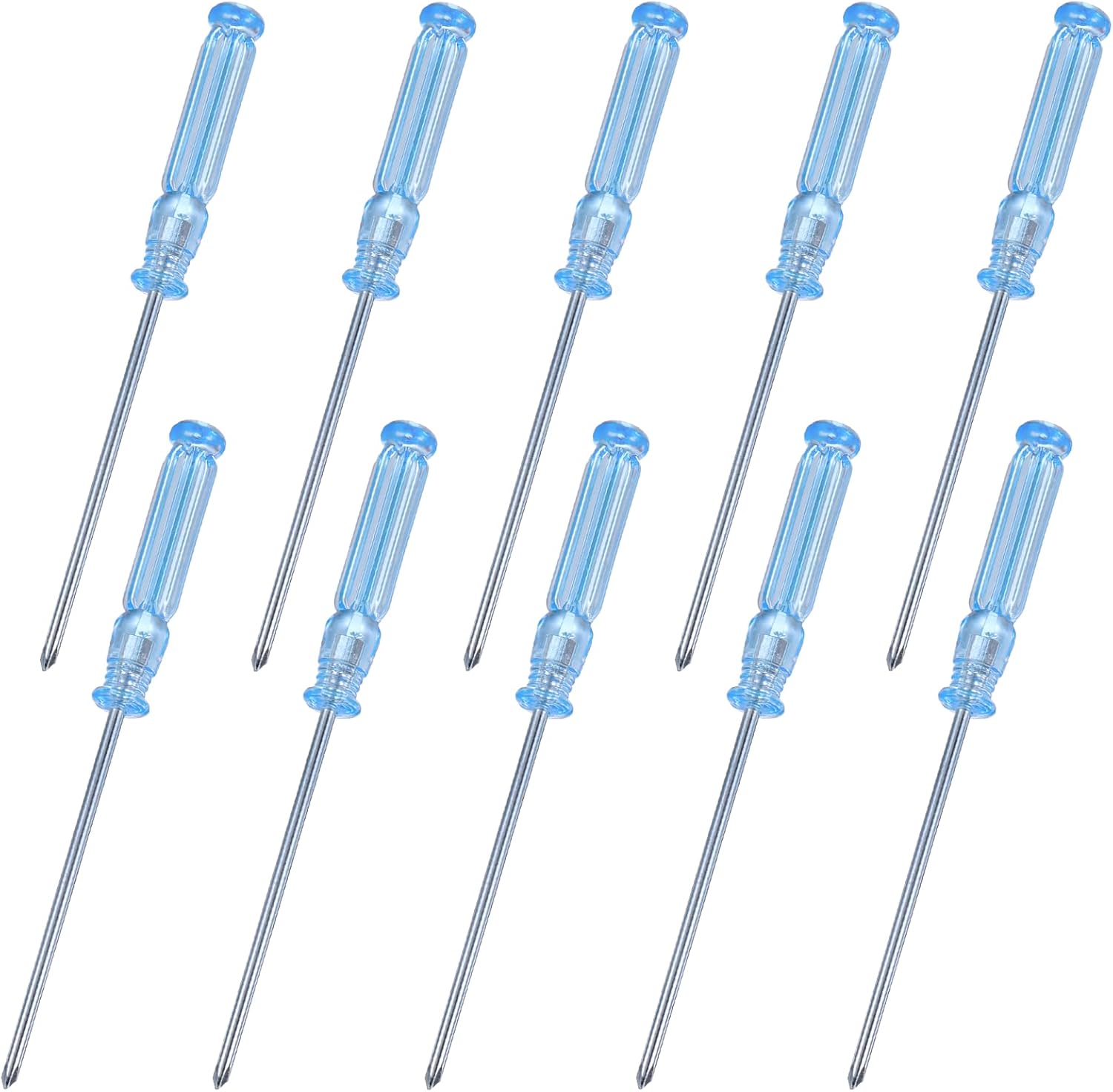 10 Pcs Mini Phillips Screwdriver, 2.5 mm Cross Head Precision Screwdriver Set with Non-Slip Blue Clear Handle 4.9" Total Length Small Screwdrivers for Watch Laptop Eyeglass Small Appliances Repair