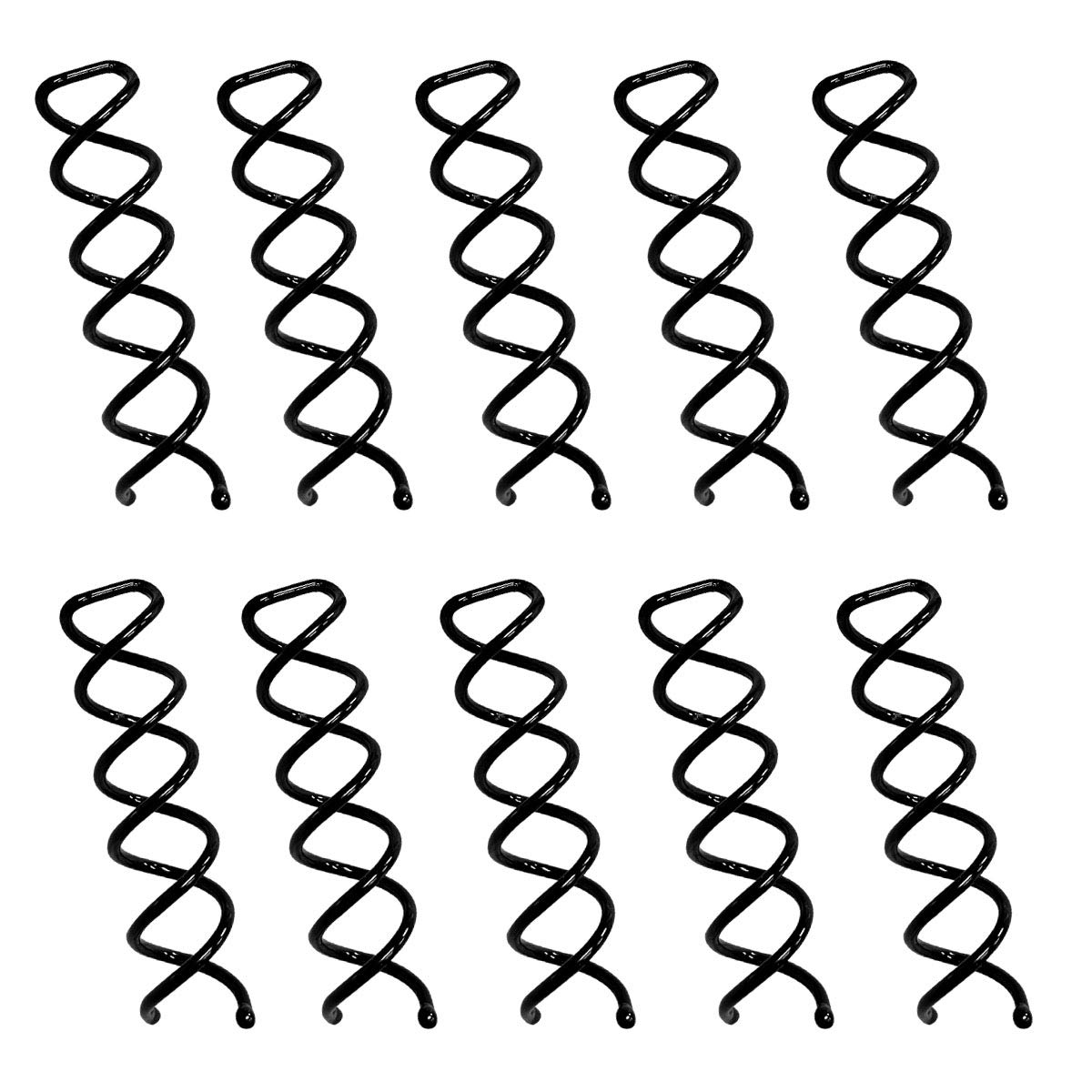 10PCS Spiral Hair Pins, Non-Scratch Ball Tips Screw Pins for DIY Style (Black)
