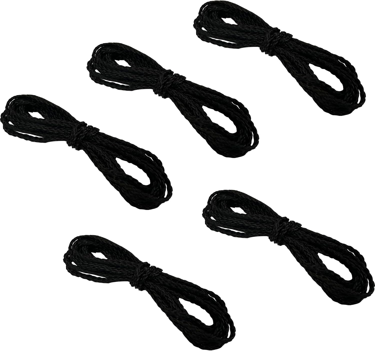 5 Pieces Trampoline Net Connection Rope for Enclosure Nets, 15 Feet Each, Black Cords, Long Enough for 12-16FT Trampoline