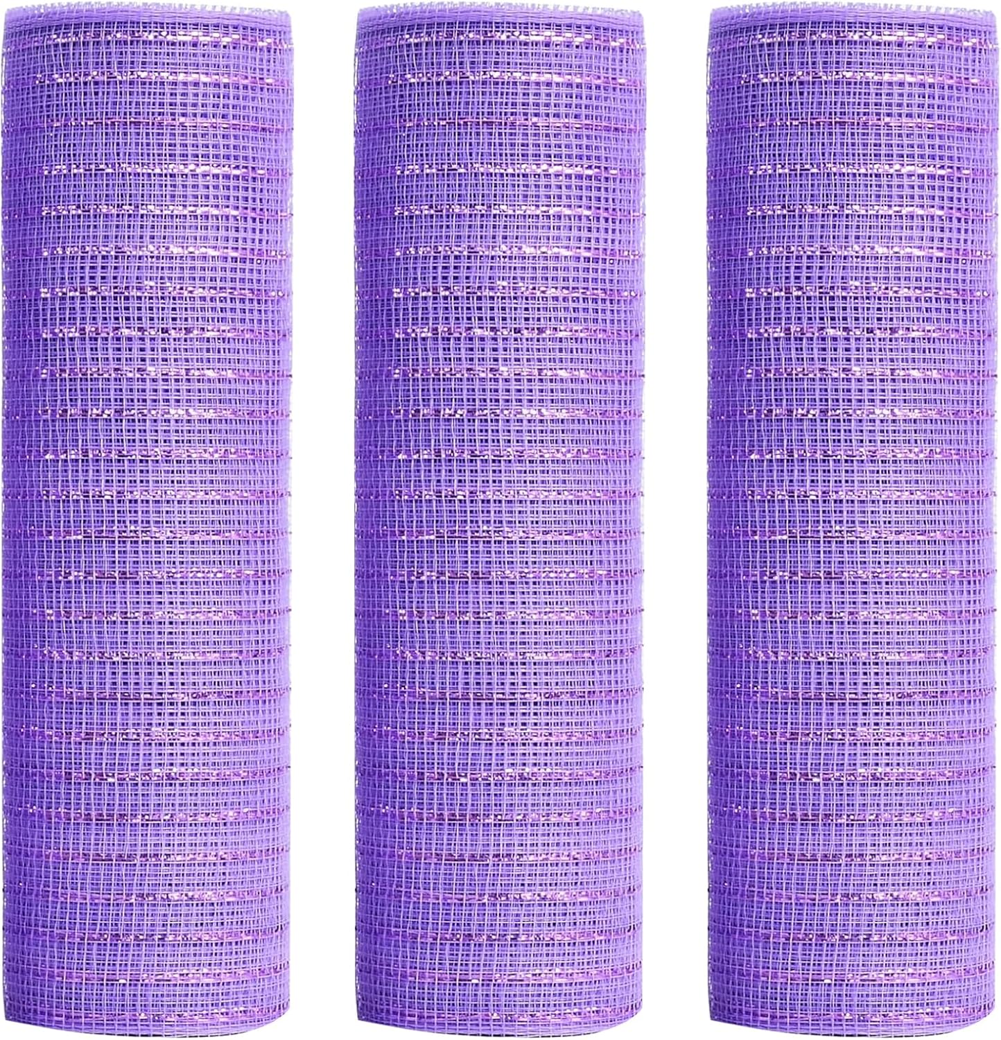Purple Deco Mesh, Easter Ribbons with Metallic Foil, Poly Mesh Ribbon for Spring Wreath Making, Easter Day Décor, 10 inch x 30 feet, 3 Rolls
