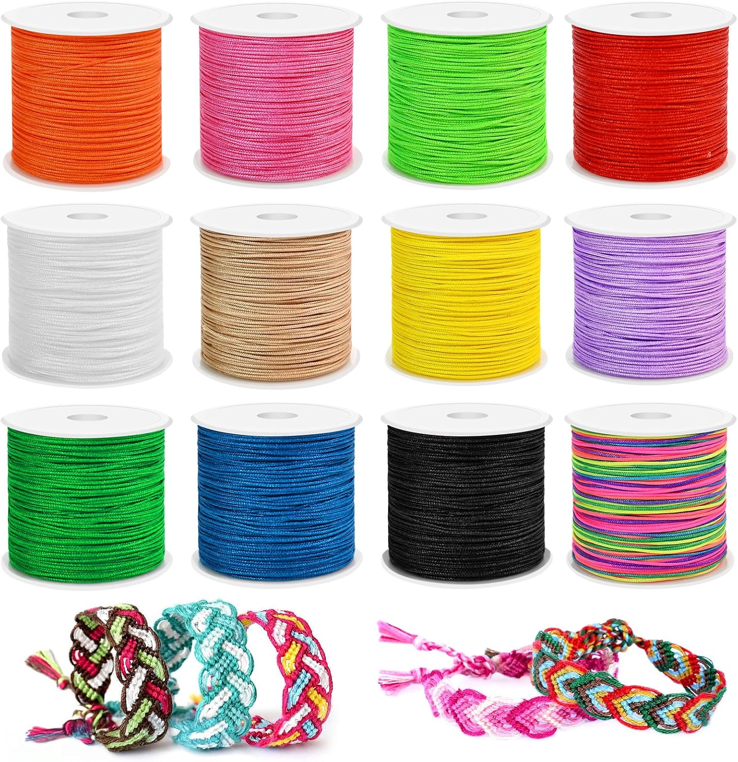 12 Rolls Nylon String for Bracelets, Gimp String for Jewelry Making, Braided Bracelets, Macrame Craft