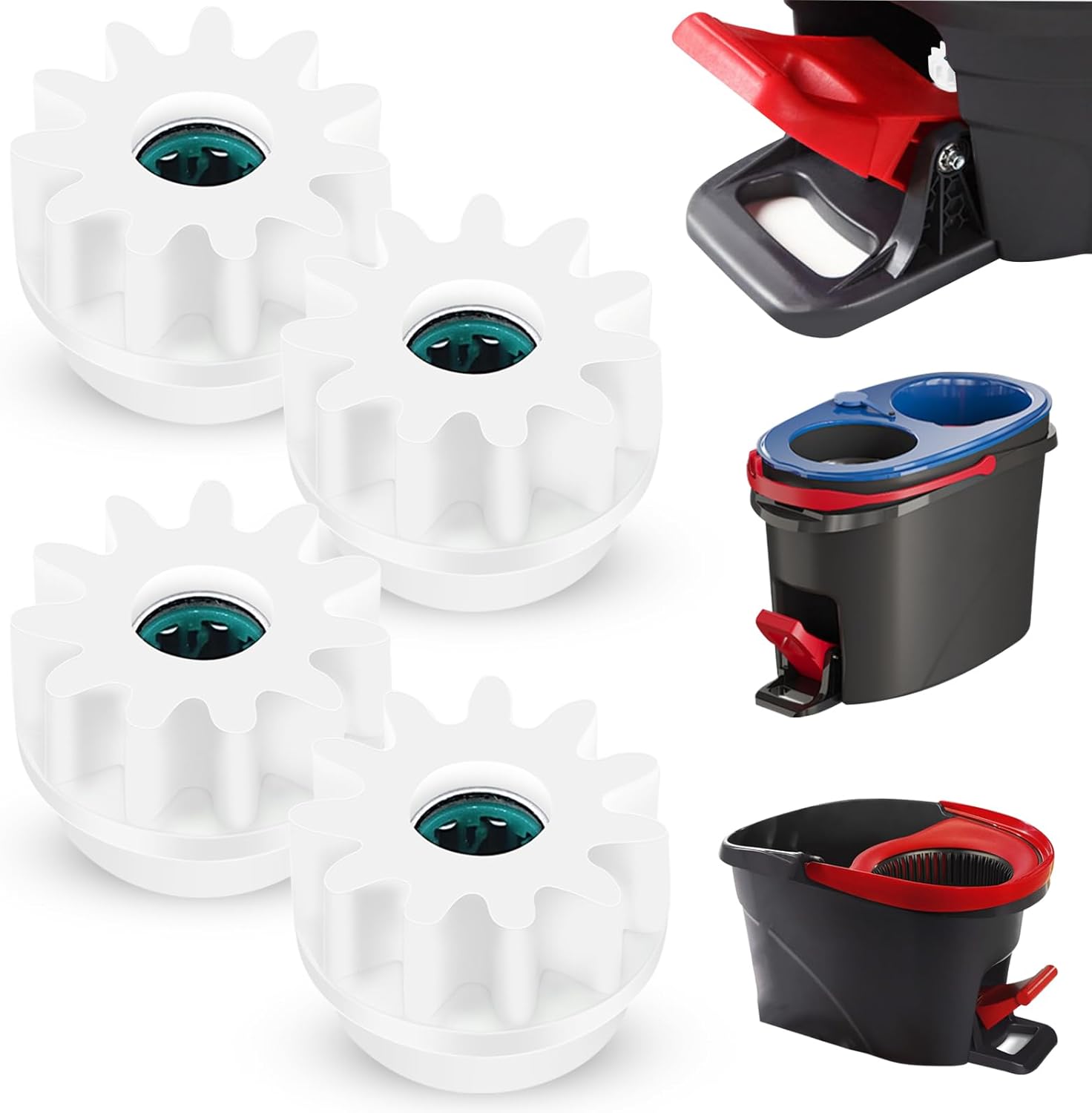 4Pcs Spin Mop Replacement Parts, Spin Mop Bucket Clutch Bearing Gear Sprockets Replacement Compatible with Ocedar, One Way Bearing Sprockets Pedal Repair Replacement for Vileda and More Rotation Mop
