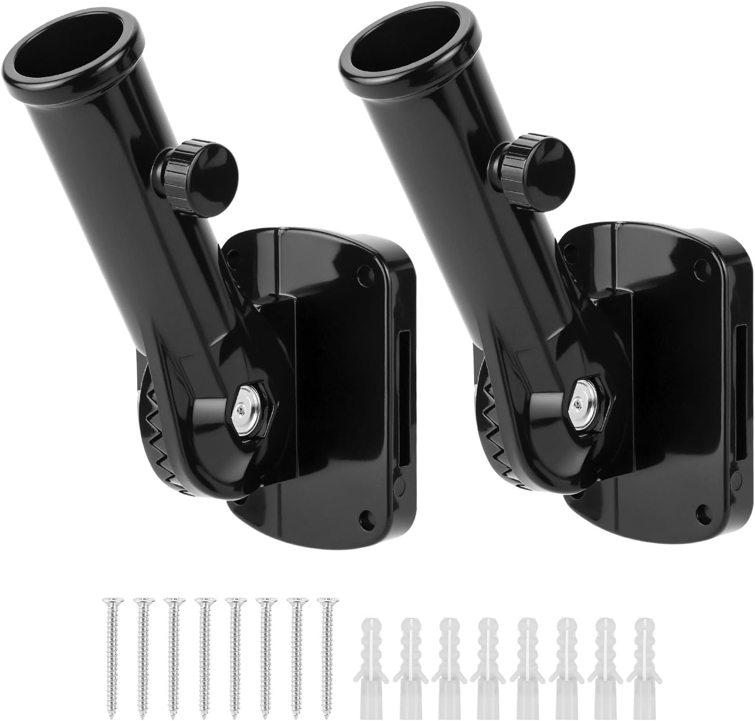 Adjustable Flag Pole Holder - Rust-Free Aluminum, 2 Pack, 13 Positions, for 1-Inch Diameter Poles, Multi-Position Flag Pole Bracket