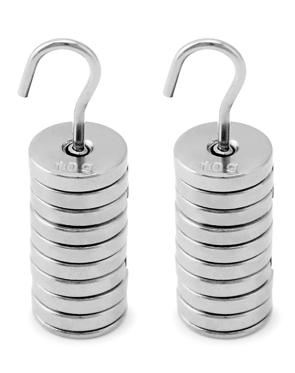 Lab Slotted Mass Set, 2 Set of Chromium-Plated Metal Slotted Weights, One Set - Total 100g - Includes 9 Weights (10g Each) & One Hanger (10g)