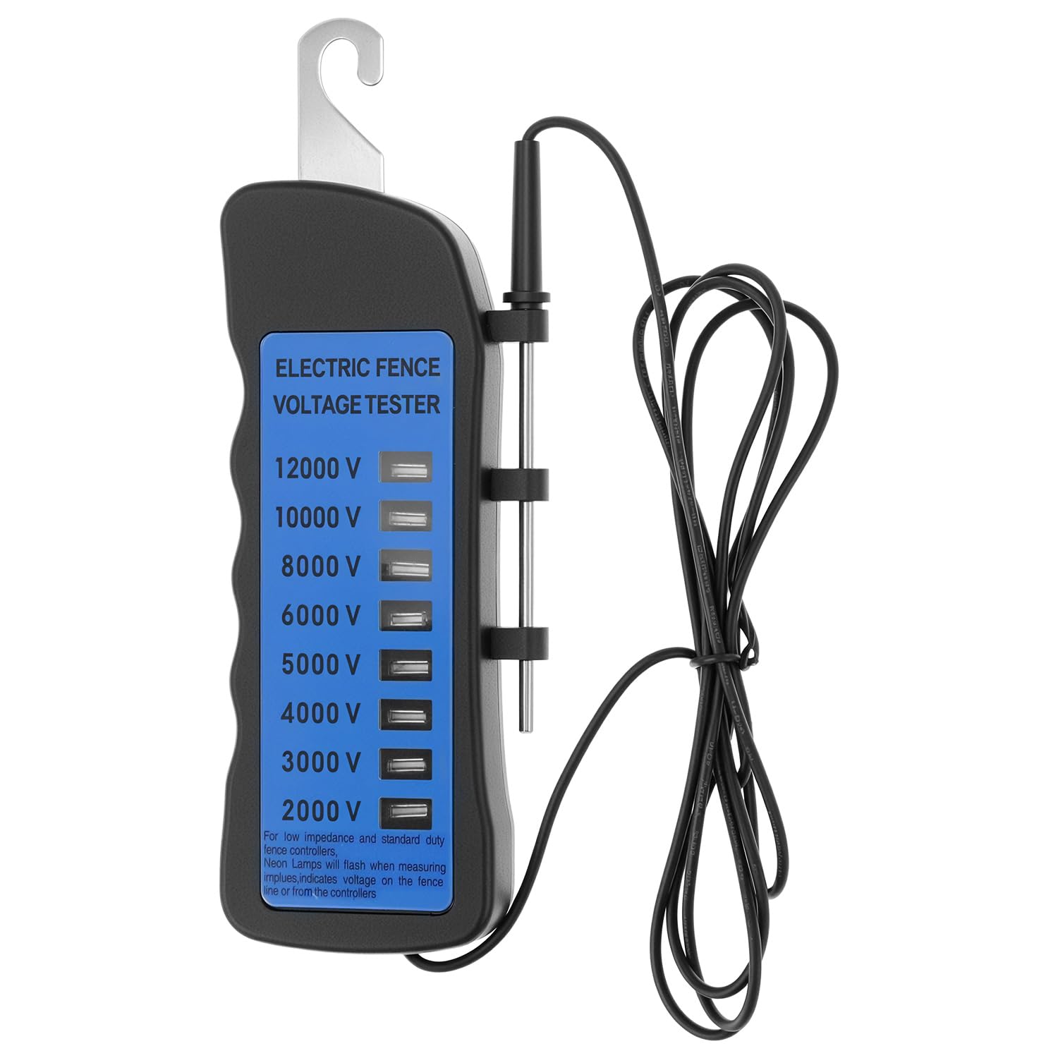 Electric Fence Voltage Tester, 12KV Fence Tester, 8 Neon Lights Testing Tool, Fault Finder for Farms
