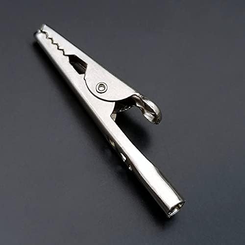 100 Pcs Metal Alligator Clips 2 Inch, 51mm Electrical Steel Crocodile Clips Spring Clamps Silver Tone Nickel Plated