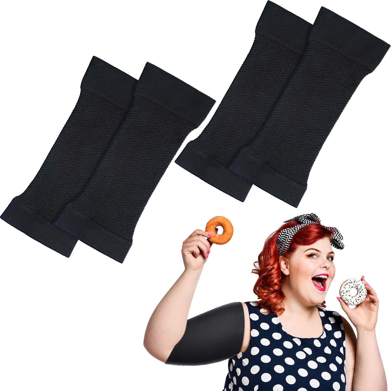 2 Pairs Arm Shapers for Plus Size Women, Upper Arm Sleeves Wraps Slim Arm Compression Sleeve for Arms