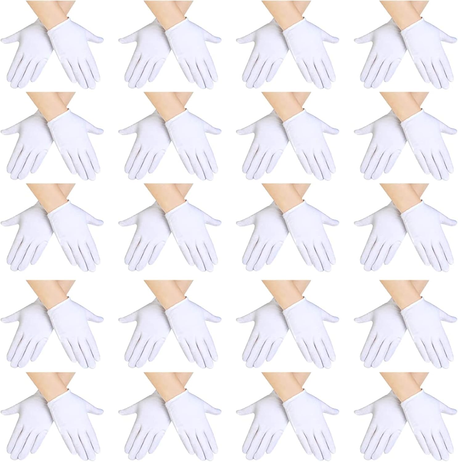 20 Pairs White Gloves Kids Cosplay Costume Cotton Girls Boys Wrist Formal for Halloween Party