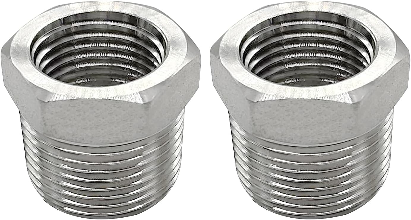 316 Stainless Steel Reducer Hex Bushing 1/2 Male NPT to 1/4 Female NPT Reducing Cast Pipe Adapter Fitting for Air Water Gas Fuel(Pack of 2)