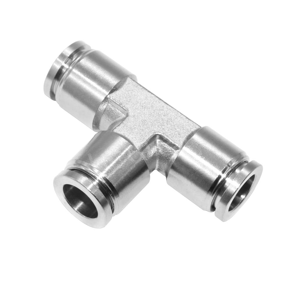 Union Tee 1/4", 304 Stainless Steel 3 Way Tee Air Tank Air Bags for Truck Pneumatic Fitting Transfer Kit Air Line Tubing Hose Tube