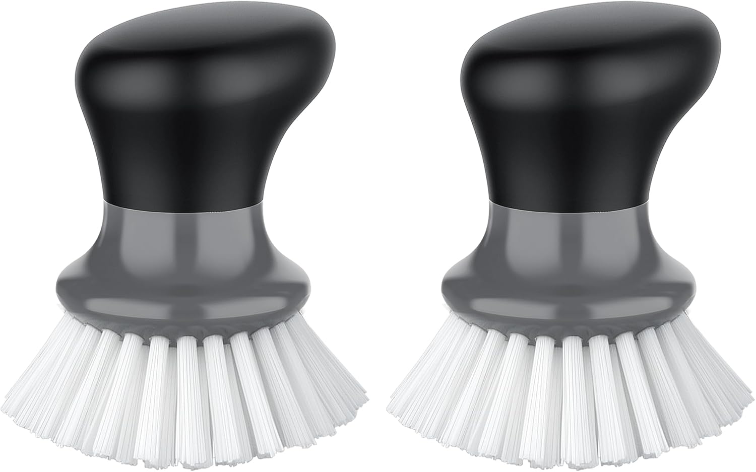 Dish Scrub Brush, Palm Brush Dish Scrubber with Ergonomic Grip, Kitchen Brushes for Dishes, Gray, Pack of 2