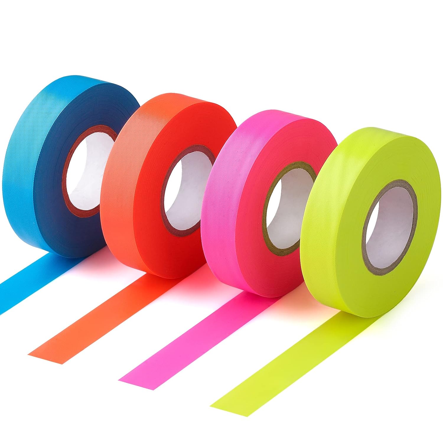 800FT Flourescent Flagging Tape, Non-Adhesive Plastic Ribbon Neon Marking Roll, for Tree Marking, Hunting Trail Tape, Boundaries and Hazardous Areas Marking, 4 Colors 0.78'' X 200'