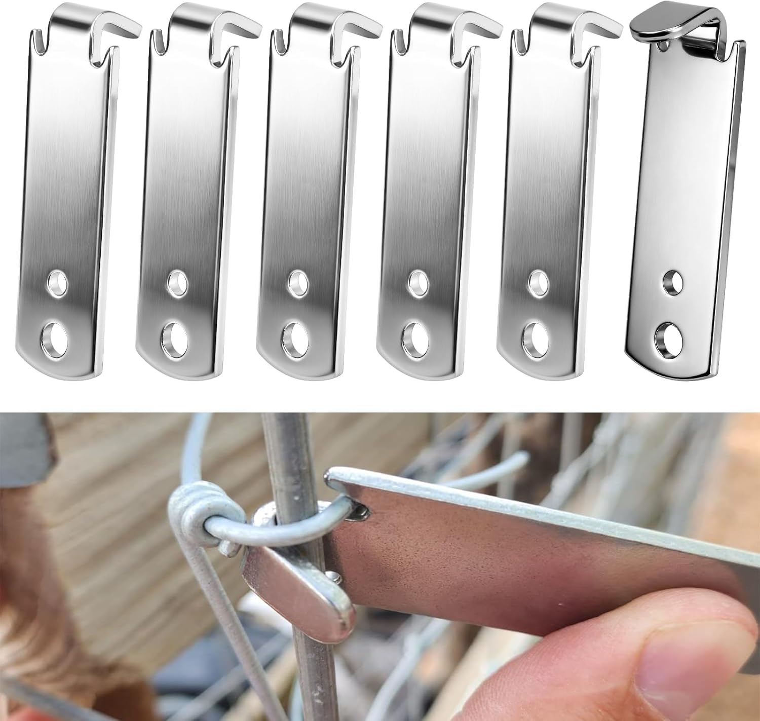 6 Pcs 2 Holes Wire Twister, for T-posts, U-posts, Y-posts, Round Posts Fence, Multi-functional Bender, High-tensile Wire Tool, Twisting Tool, Fencing Tool, 5mm, 7mm Diameter Holes