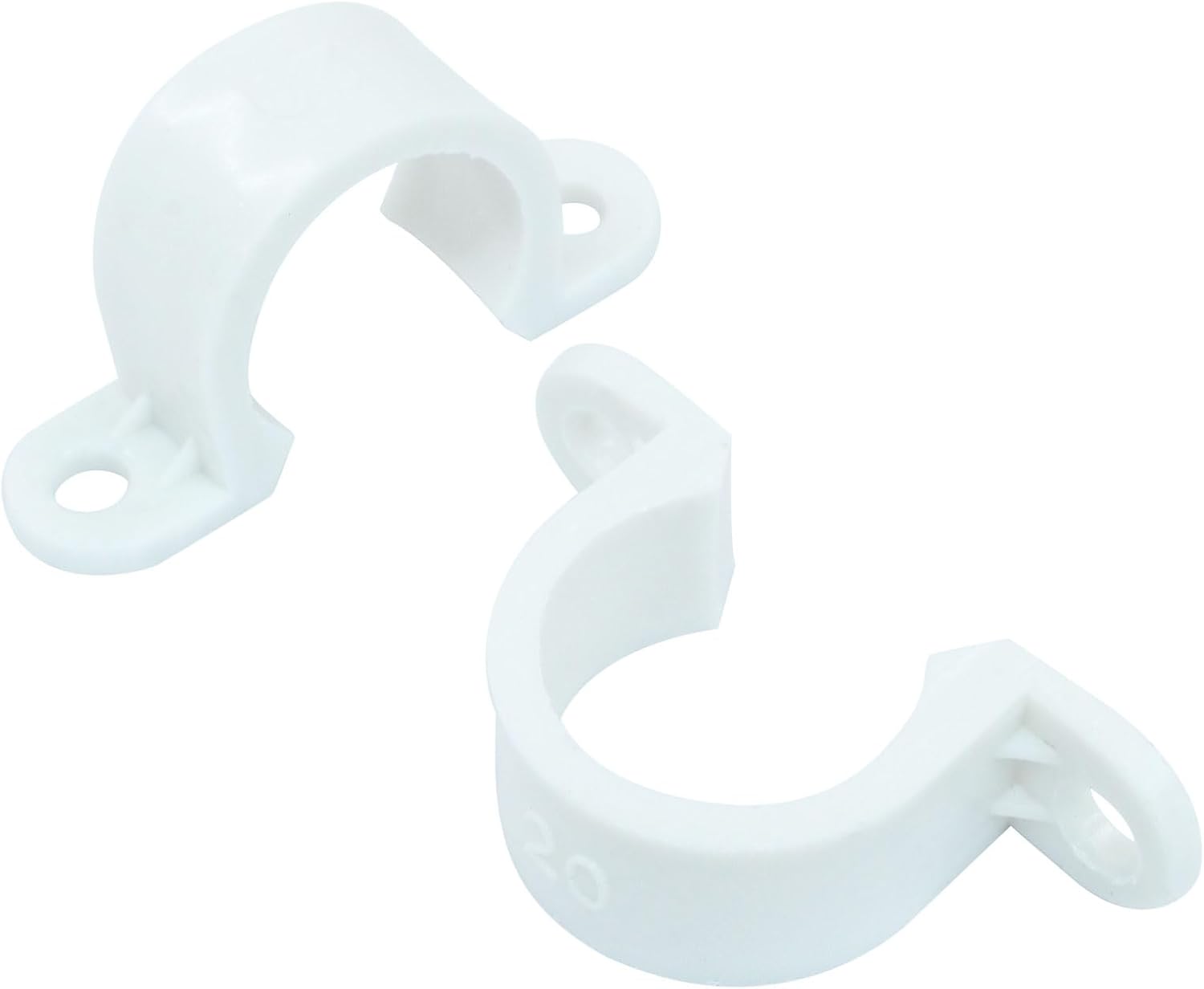 100Pcs 1/2 Inch PVC Pipe Clamps, 2 Hole Pipe Strap Plastic Conduit Clamp Conduit Clips for PVC Pipes Conduit Cables Hose, White