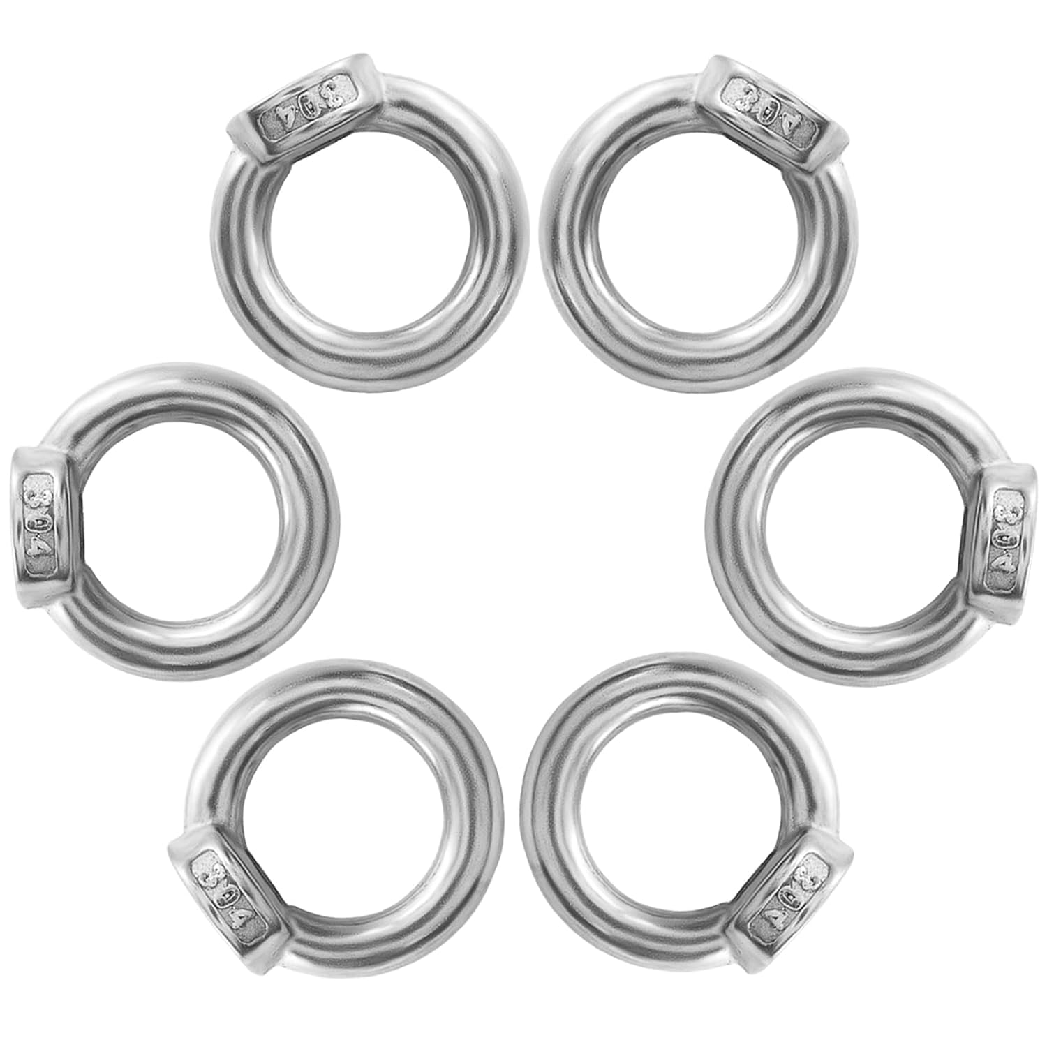 6 Pcs M10 304 Stainless Steel Lifting Eye Nut, 3/8" Metric Ring Shape Nut Threaded Fastener for Boating/Industrial Use