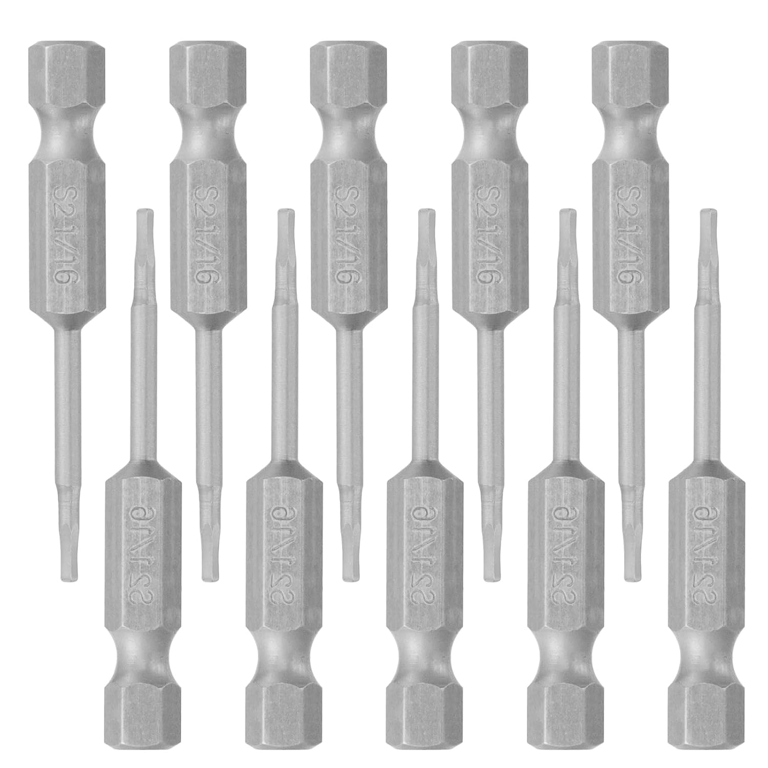 10pcs 1/16" Hex Allen Wrench Drill Bit Set, 1/4" Hex Shank, S2 Steel