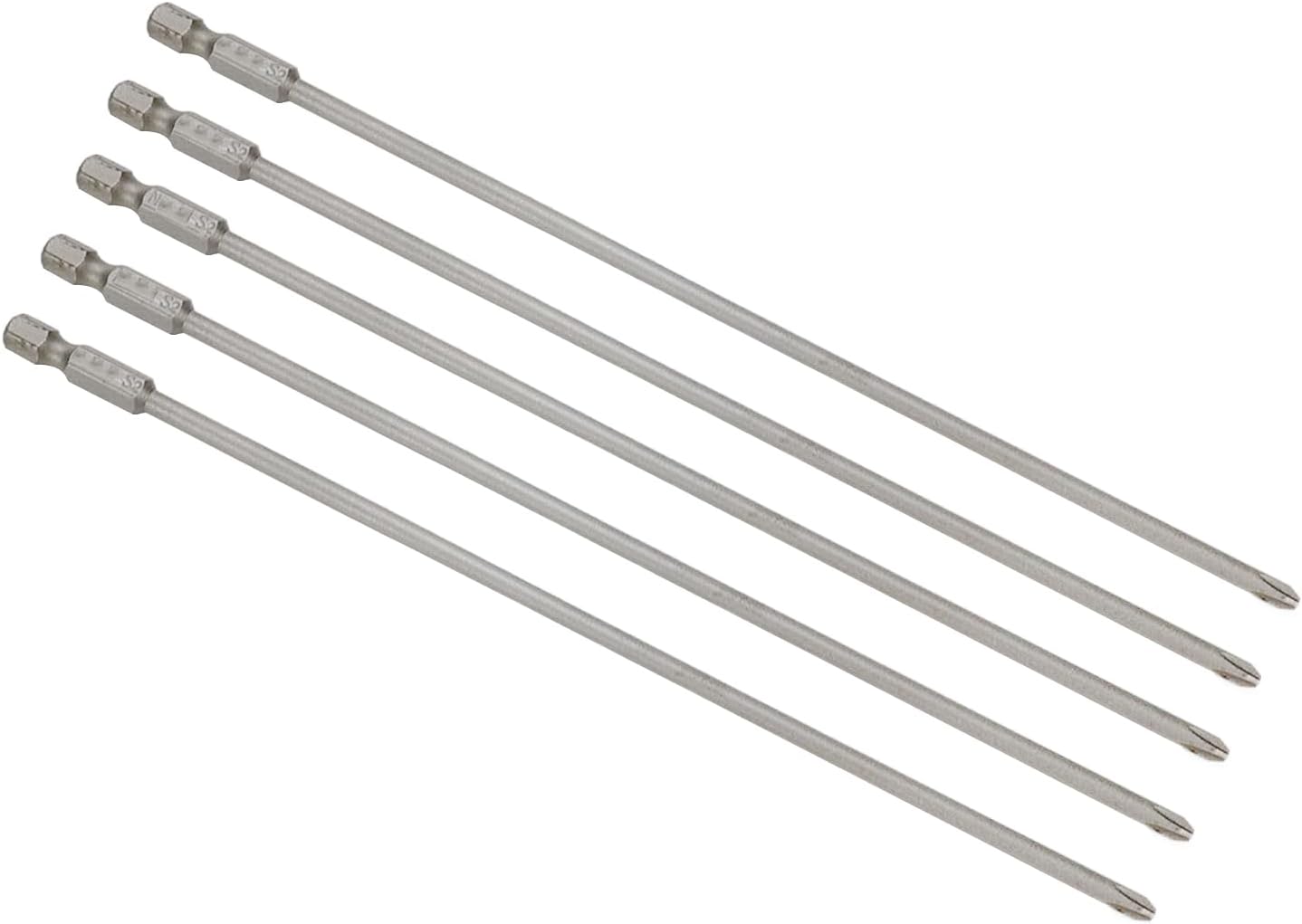 1/4 Inch Hex Shank Magnetic Long Cross Screw Head Screwdriver Bits PH2 4mm Dia Cross Head Magnetic Screwdriver Bits 8 inch Length-5pcs