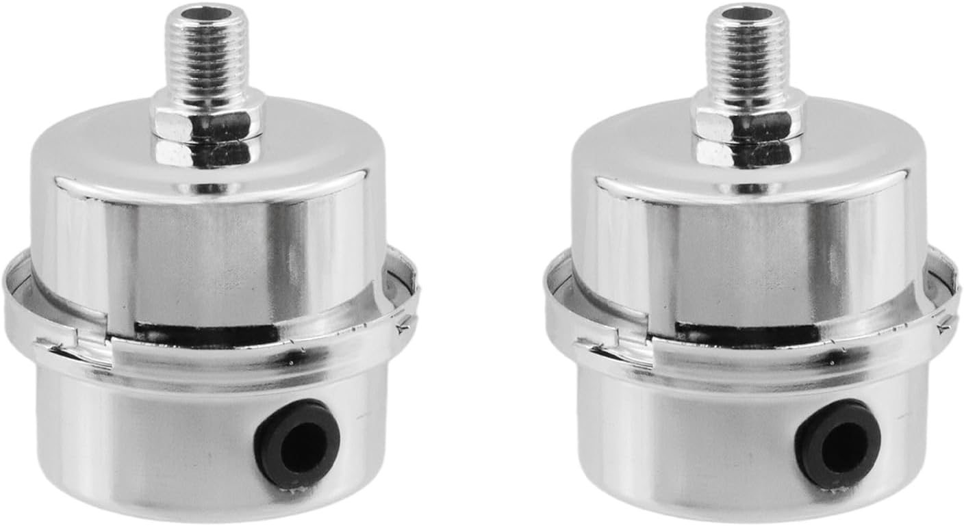 Air Compressor Filter 1/4" Thread Air Compressor Intake Filter Sound Muffler Accessories for Blowers, Boilers, Generators,Silver -2pcs