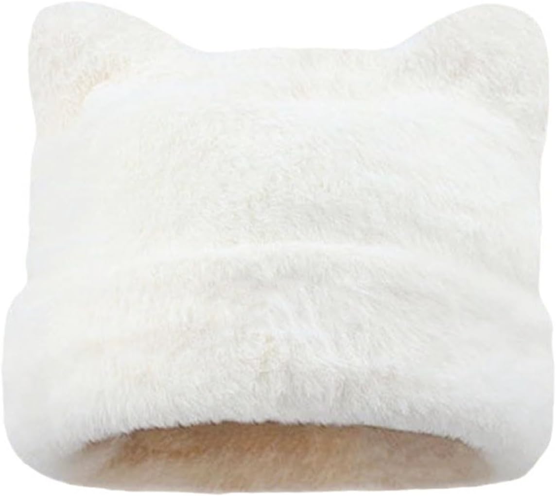 Womens Winter Beanie Hat Cute Cat/Bear Ear Hat for Women, Large Size Warm Plush Hat, Ears with Support - DIY Shapes