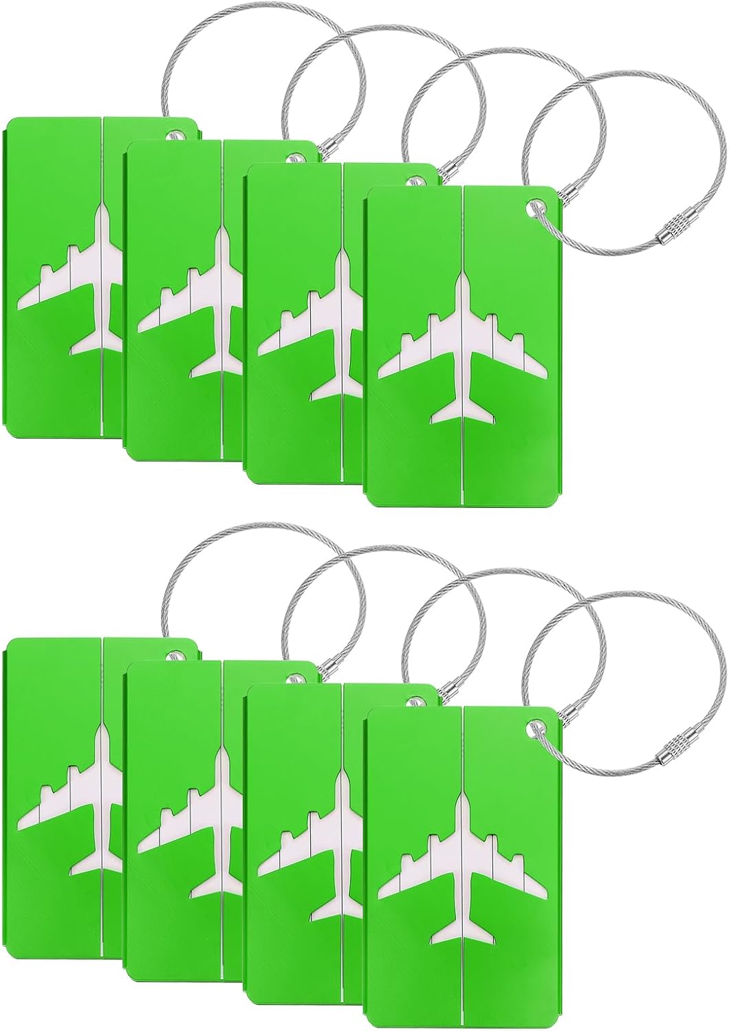 Travel Luggage Tags for Suitcases, 8Pcs Aluminum Metal Luggage Tags with Strap, Privacy Protection Bag Tags for Travel Luggage Baggage Identifier (Green)